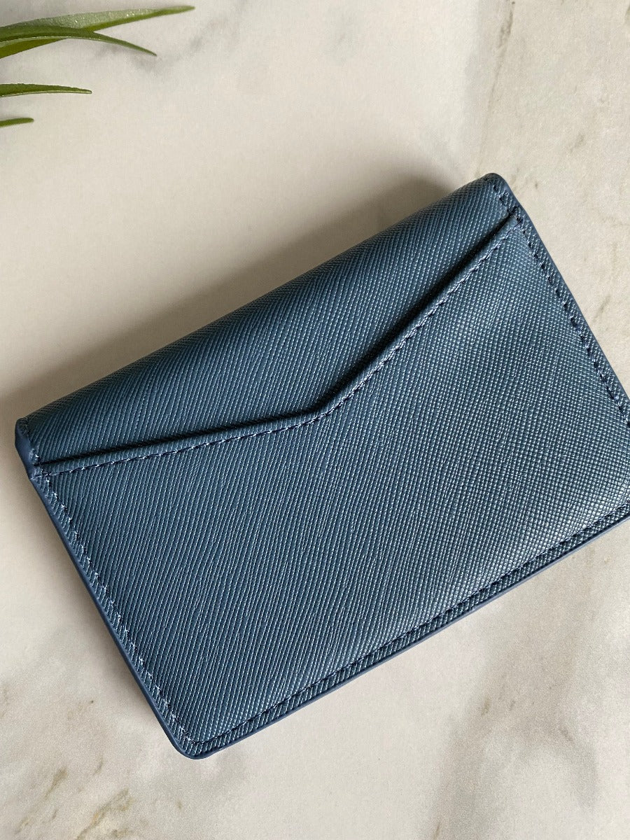 Light Navy folding card holder wallet, Compact Pocket organiser