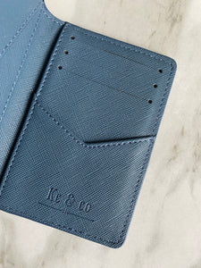 Light Navy folding card holder wallet, Compact Pocket organiser