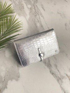 SILVER Women VEGAN Leather Wallet Purse Kc Co