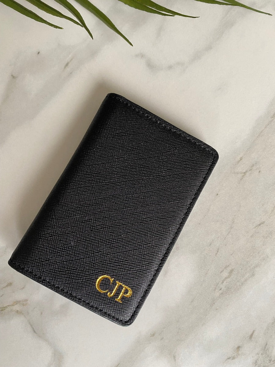 BLACK folding card holder wallet, Compact Pocket organiser