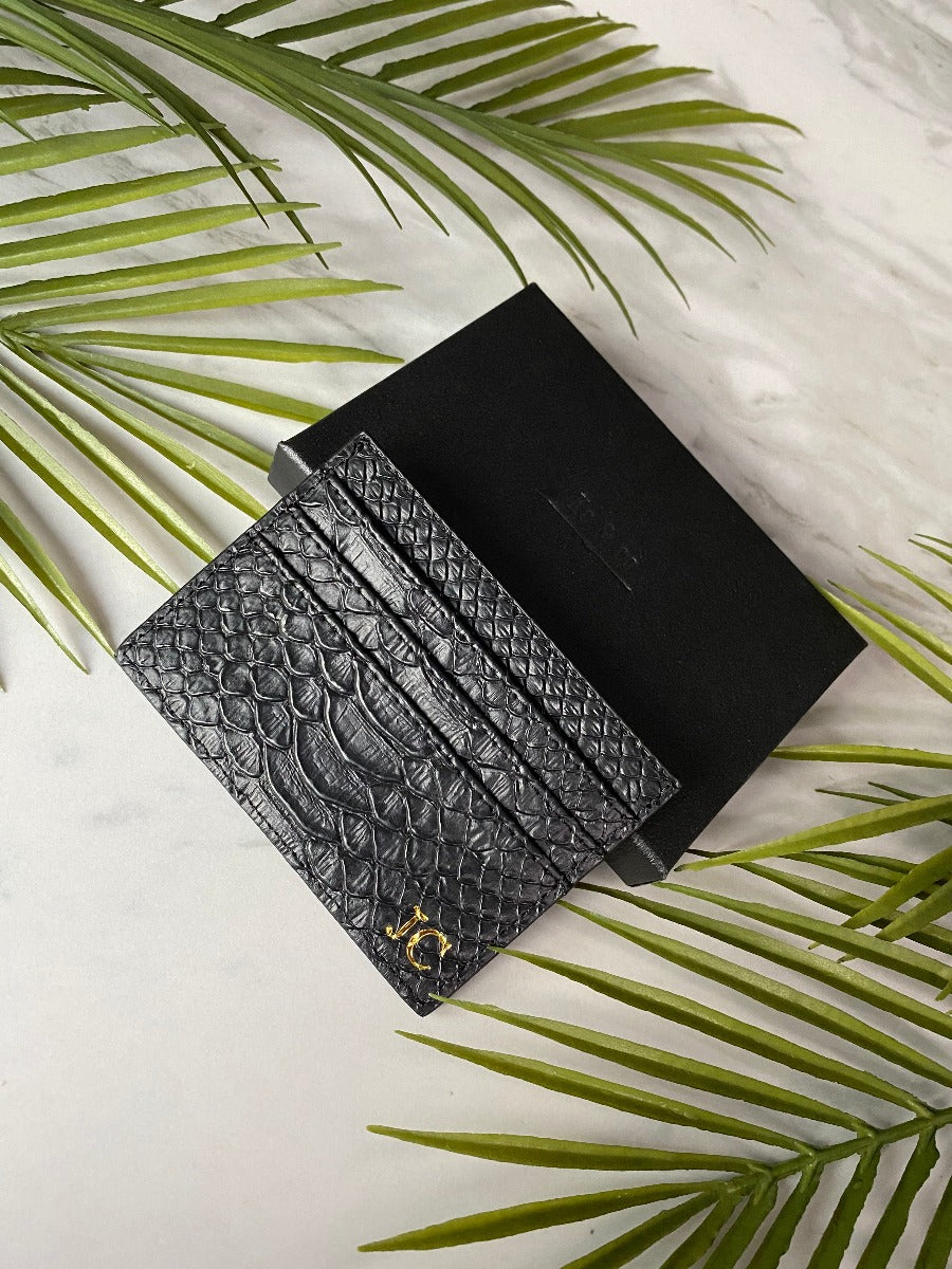 SNAKESKIN REAL LEATHER 6 SLOT CARD HOLDER